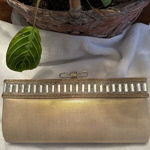 Elegant Gold Clutch with Rhinestone Accents